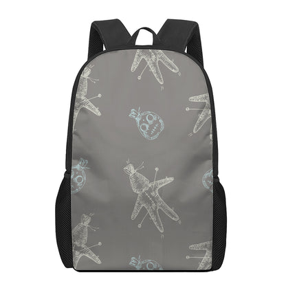 Cartoon Voodoo Doll Pattern Print 17 Inch Backpack
