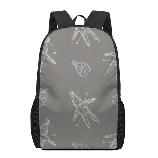 Cartoon Voodoo Doll Pattern Print 17 Inch Backpack