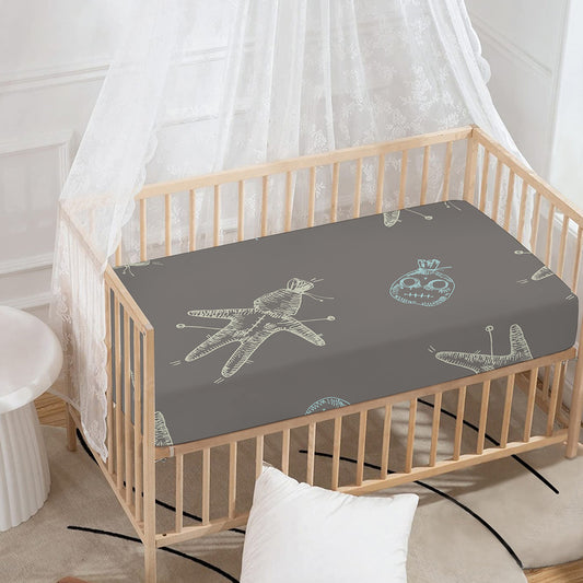 Cartoon Voodoo Doll Pattern Print Baby Crib Sheet