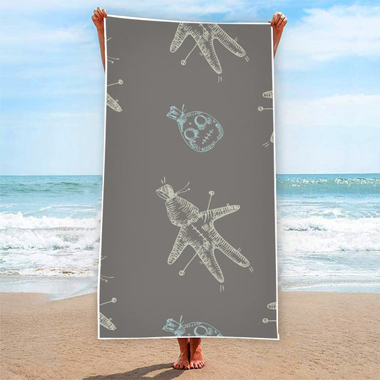 Cartoon Voodoo Doll Pattern Print Beach Towel