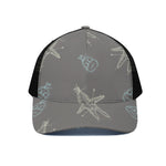 Cartoon Voodoo Doll Pattern Print Black Mesh Trucker Cap