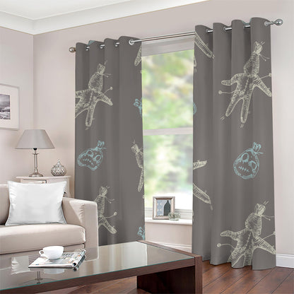Cartoon Voodoo Doll Pattern Print Blackout Grommet Curtains