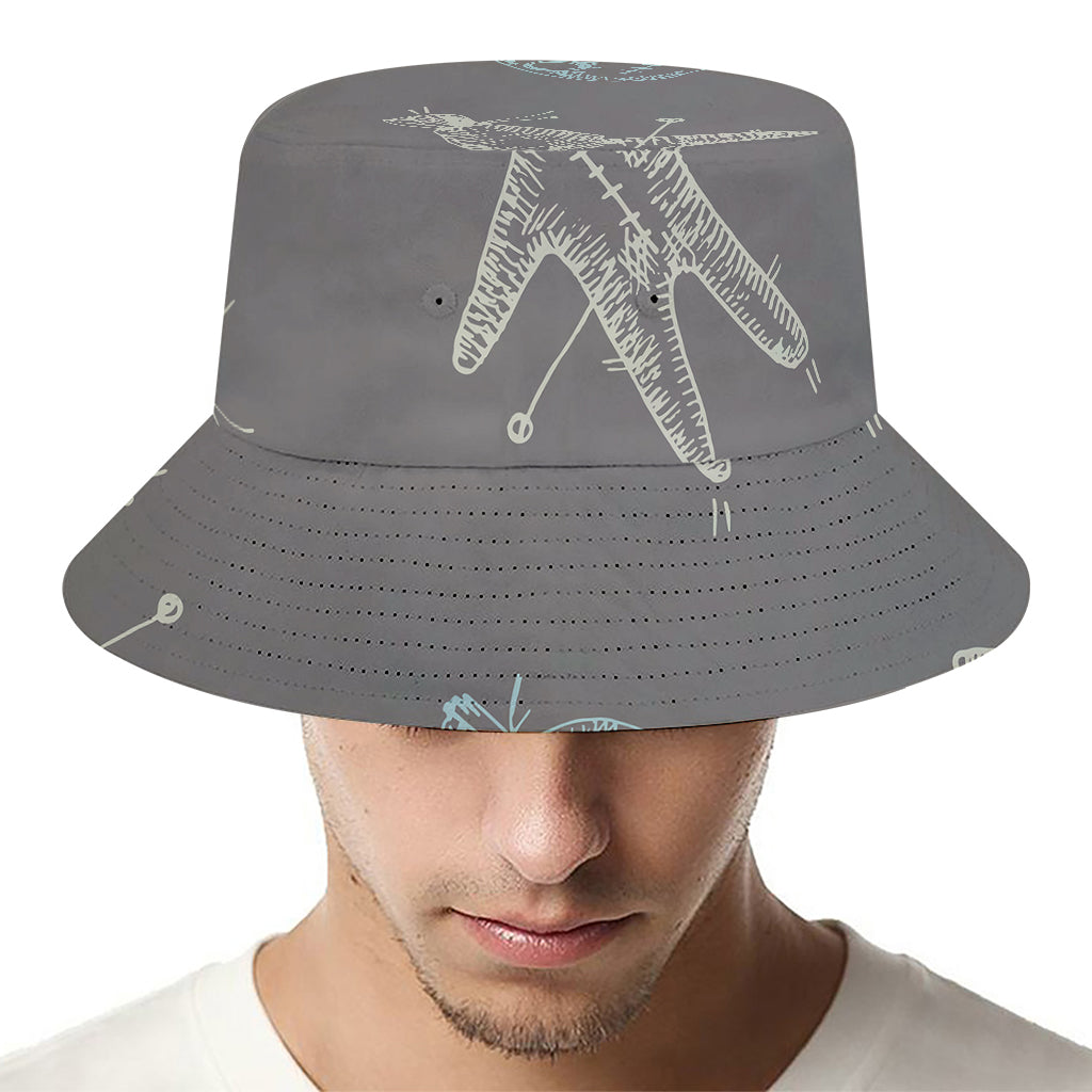 Cartoon Voodoo Doll Pattern Print Bucket Hat