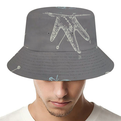 Cartoon Voodoo Doll Pattern Print Bucket Hat