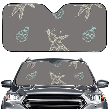 Cartoon Voodoo Doll Pattern Print Car Windshield Sun Shade