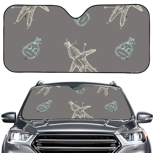 Cartoon Voodoo Doll Pattern Print Car Windshield Sun Shade