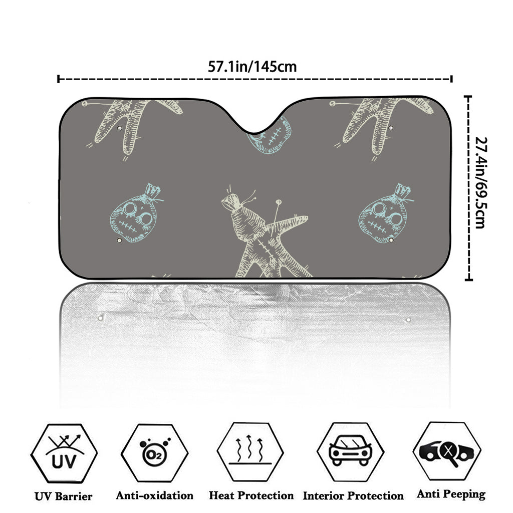 Cartoon Voodoo Doll Pattern Print Car Windshield Sun Shade