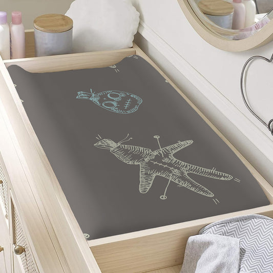 Cartoon Voodoo Doll Pattern Print Changing Pad Cover
