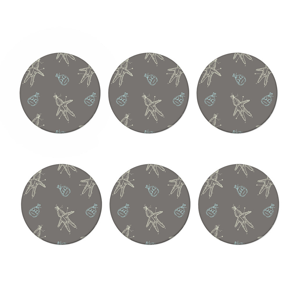 Cartoon Voodoo Doll Pattern Print Coaster Set