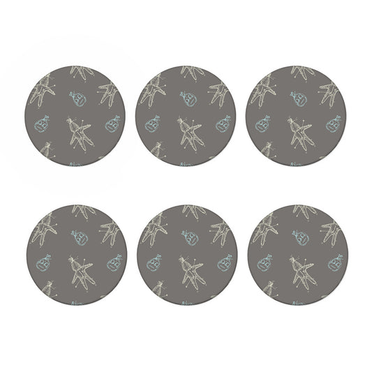 Cartoon Voodoo Doll Pattern Print Coaster Set