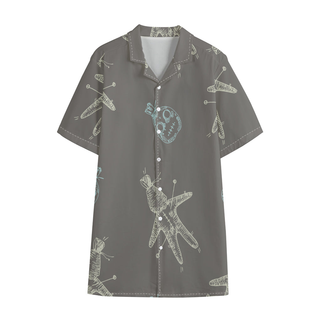 Cartoon Voodoo Doll Pattern Print Cotton Hawaiian Shirt