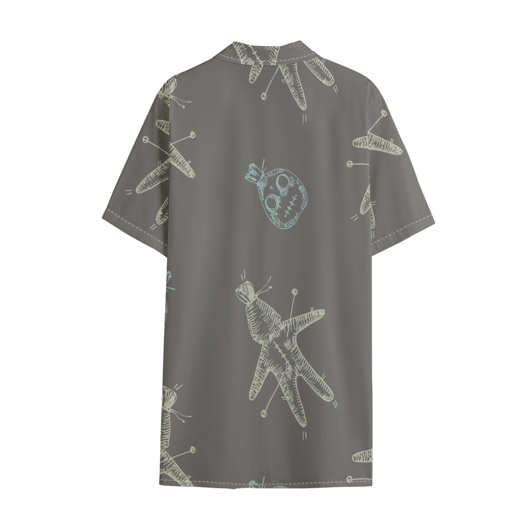 Cartoon Voodoo Doll Pattern Print Cotton Hawaiian Shirt