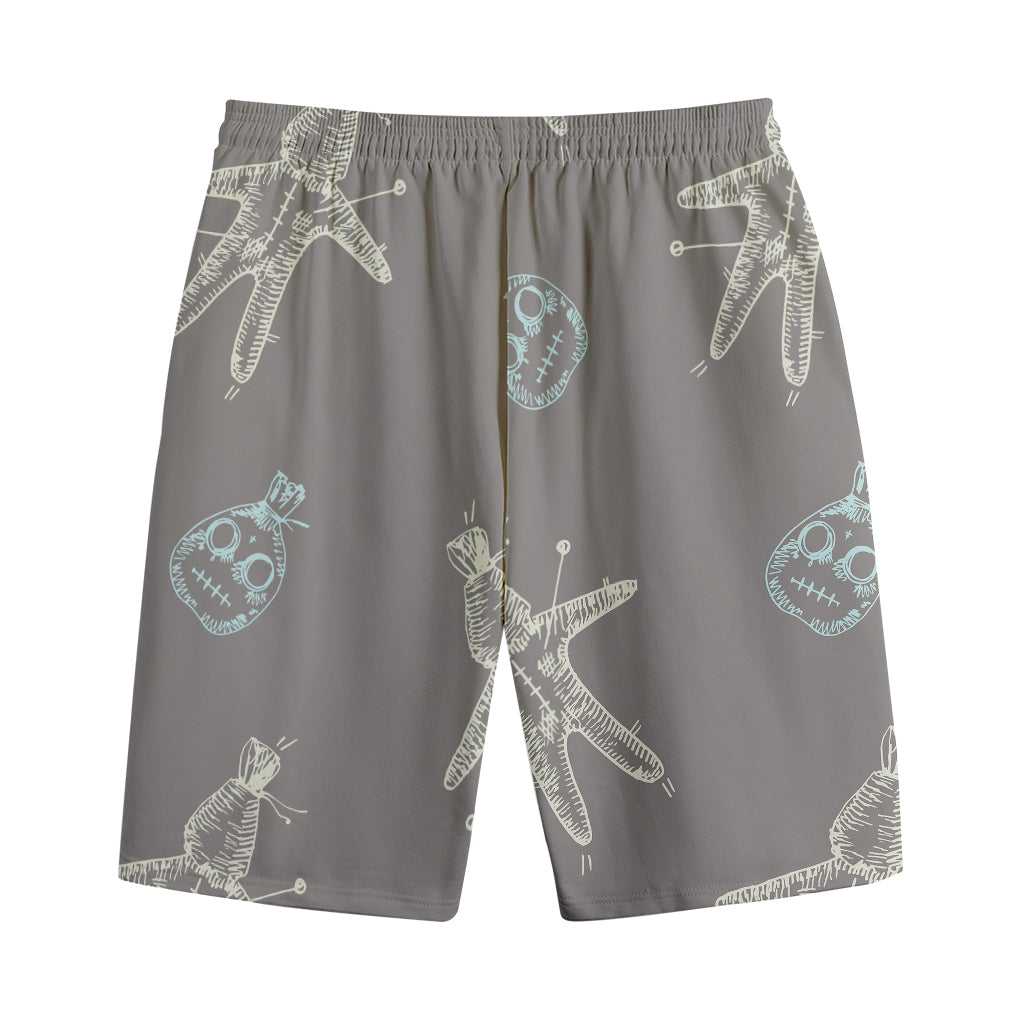 Cartoon Voodoo Doll Pattern Print Cotton Shorts