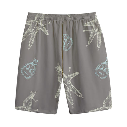 Cartoon Voodoo Doll Pattern Print Cotton Shorts