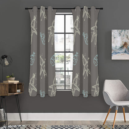 Cartoon Voodoo Doll Pattern Print Curtain