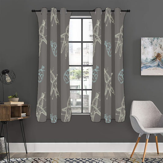 Cartoon Voodoo Doll Pattern Print Curtain