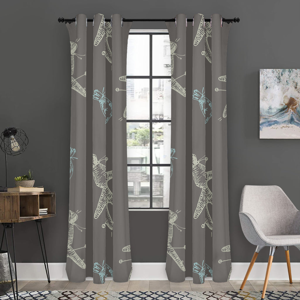 Cartoon Voodoo Doll Pattern Print Curtain