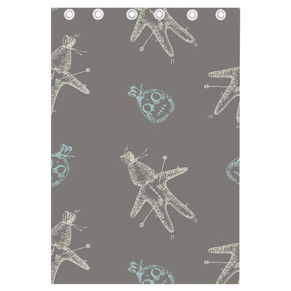 Cartoon Voodoo Doll Pattern Print Curtain