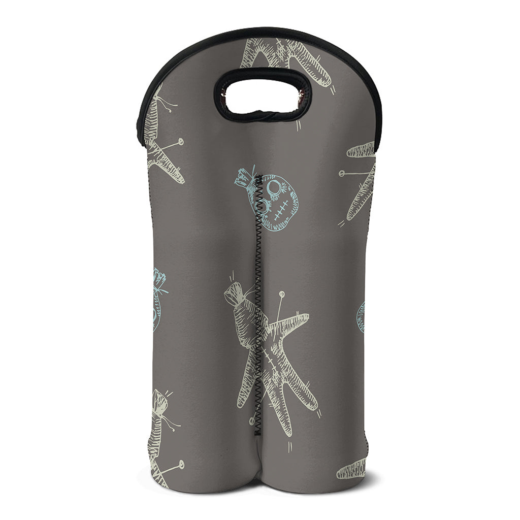 Cartoon Voodoo Doll Pattern Print Double Neoprene Wine Tote