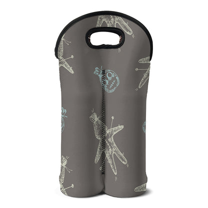 Cartoon Voodoo Doll Pattern Print Double Neoprene Wine Tote