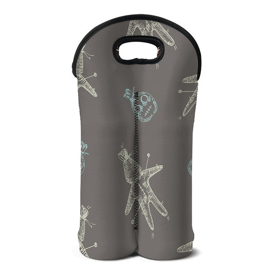 Cartoon Voodoo Doll Pattern Print Double Neoprene Wine Tote