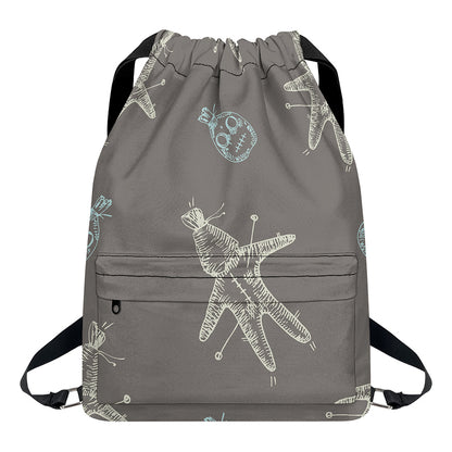 Cartoon Voodoo Doll Pattern Print Drawstring Backpack