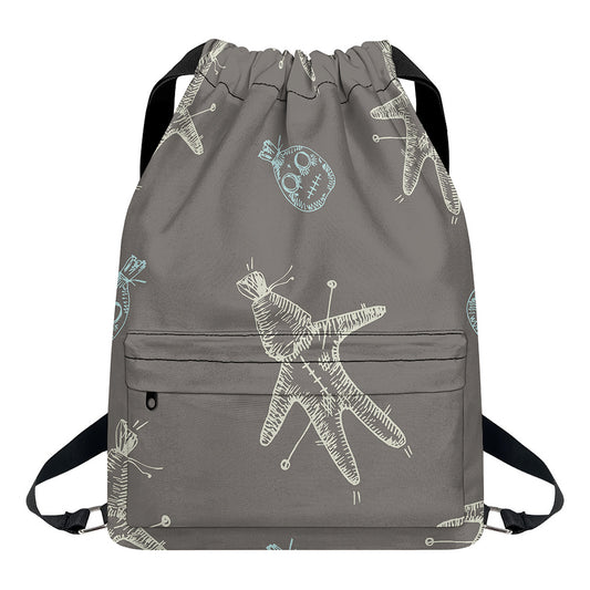 Cartoon Voodoo Doll Pattern Print Drawstring Backpack