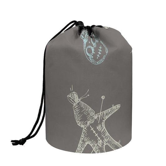 Cartoon Voodoo Doll Pattern Print Drawstring Makeup Bag
