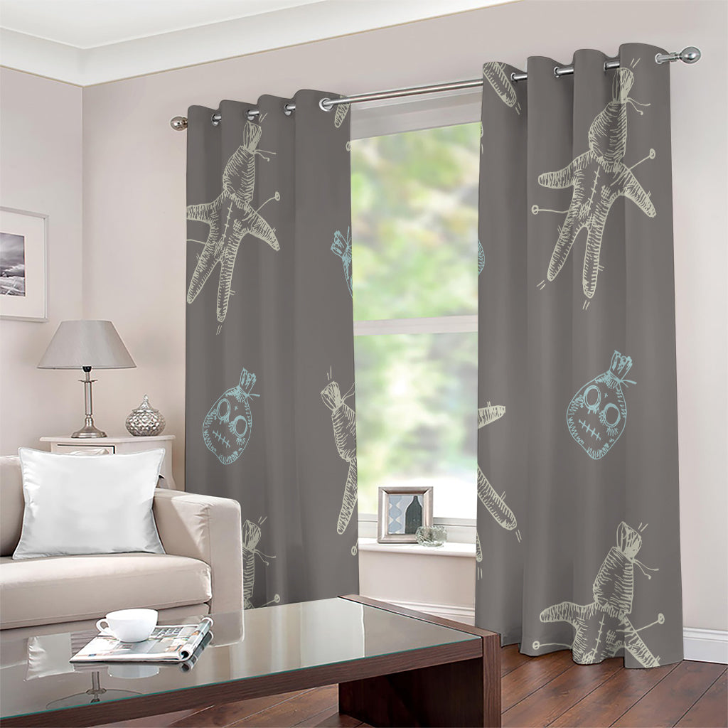 Cartoon Voodoo Doll Pattern Print Extra Wide Grommet Curtains
