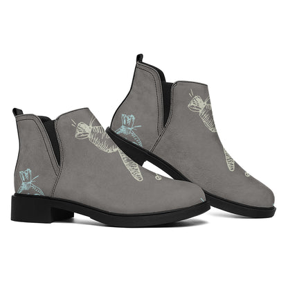 Cartoon Voodoo Doll Pattern Print Flat Ankle Boots