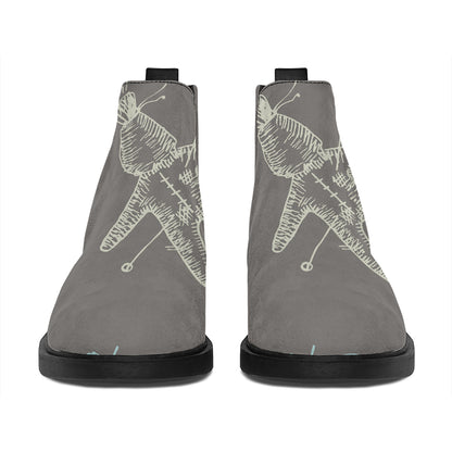 Cartoon Voodoo Doll Pattern Print Flat Ankle Boots