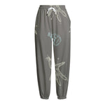 Cartoon Voodoo Doll Pattern Print Fleece Lined Knit Pants