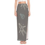 Cartoon Voodoo Doll Pattern Print High Slit Maxi Skirt