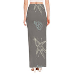 Cartoon Voodoo Doll Pattern Print High Slit Maxi Skirt