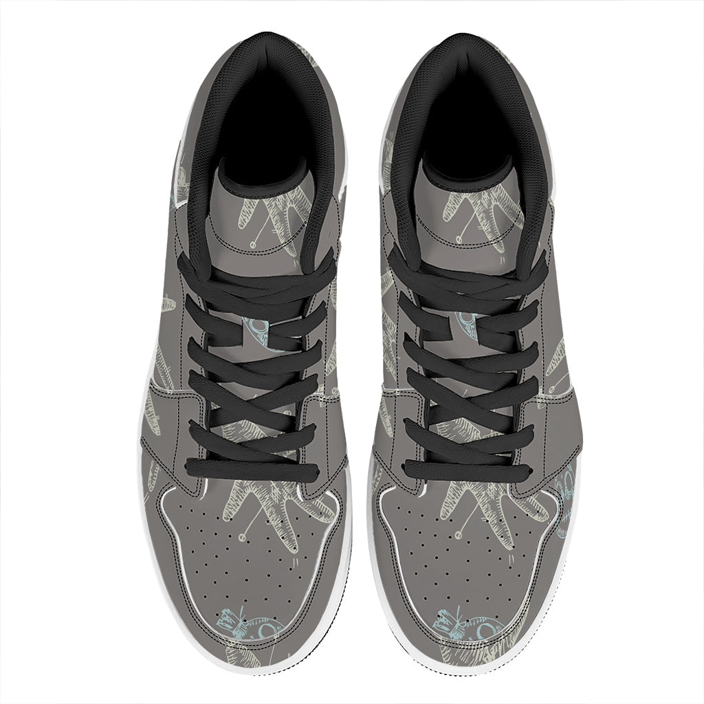 Cartoon Voodoo Doll Pattern Print High Top Leather Sneakers