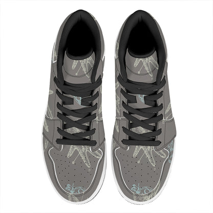Cartoon Voodoo Doll Pattern Print High Top Leather Sneakers