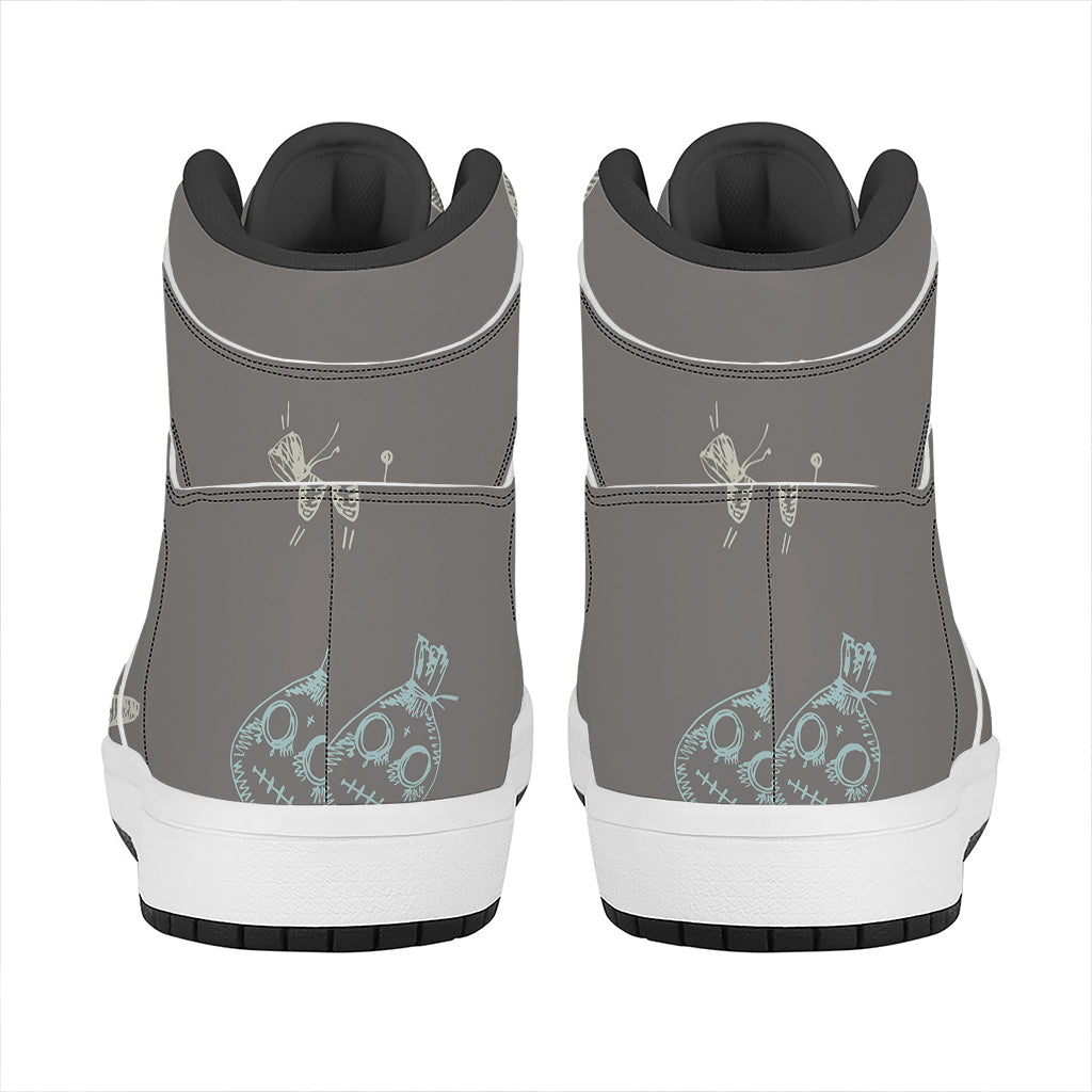 Cartoon Voodoo Doll Pattern Print High Top Leather Sneakers