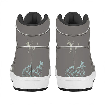 Cartoon Voodoo Doll Pattern Print High Top Leather Sneakers
