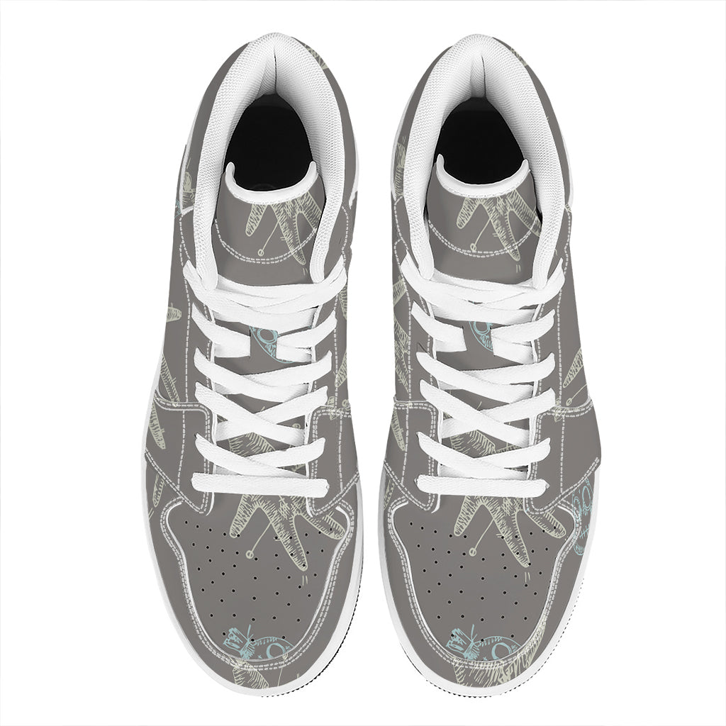 Cartoon Voodoo Doll Pattern Print High Top Leather Sneakers
