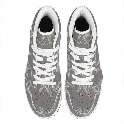 Cartoon Voodoo Doll Pattern Print High Top Leather Sneakers