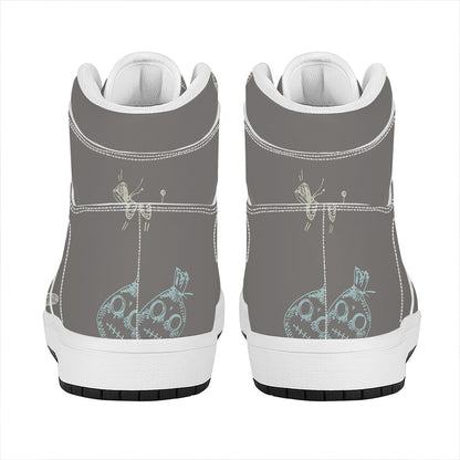 Cartoon Voodoo Doll Pattern Print High Top Leather Sneakers