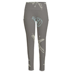 Cartoon Voodoo Doll Pattern Print High-Waisted Pocket Leggings