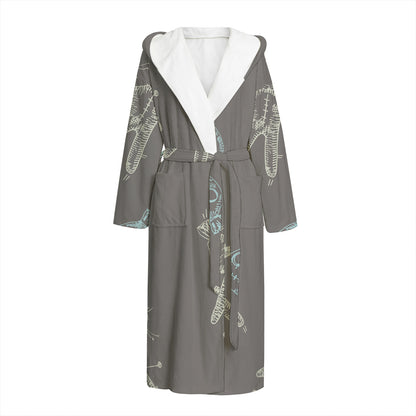 Cartoon Voodoo Doll Pattern Print Hooded Bathrobe