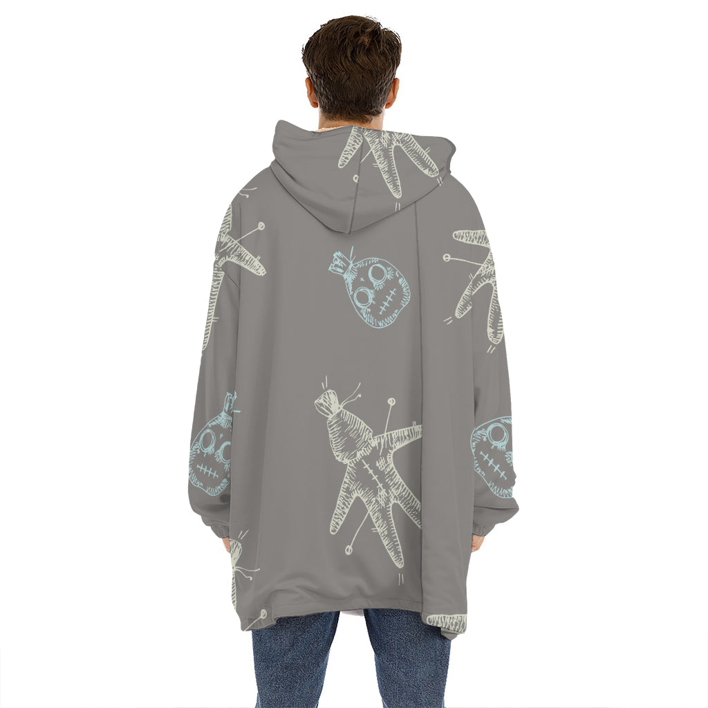 Cartoon Voodoo Doll Pattern Print Hoodie Blanket