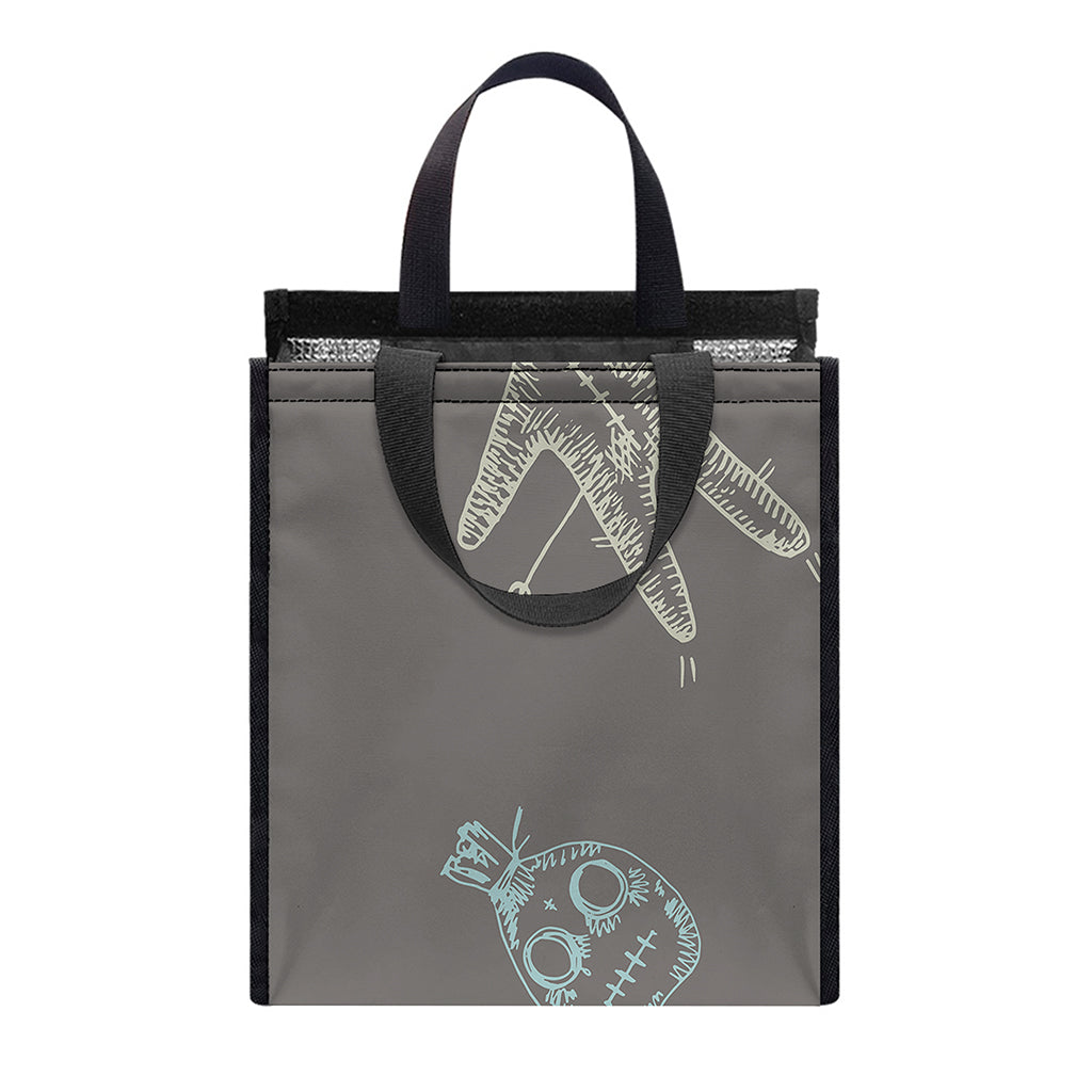 Cartoon Voodoo Doll Pattern Print Insulated Lunch Tote