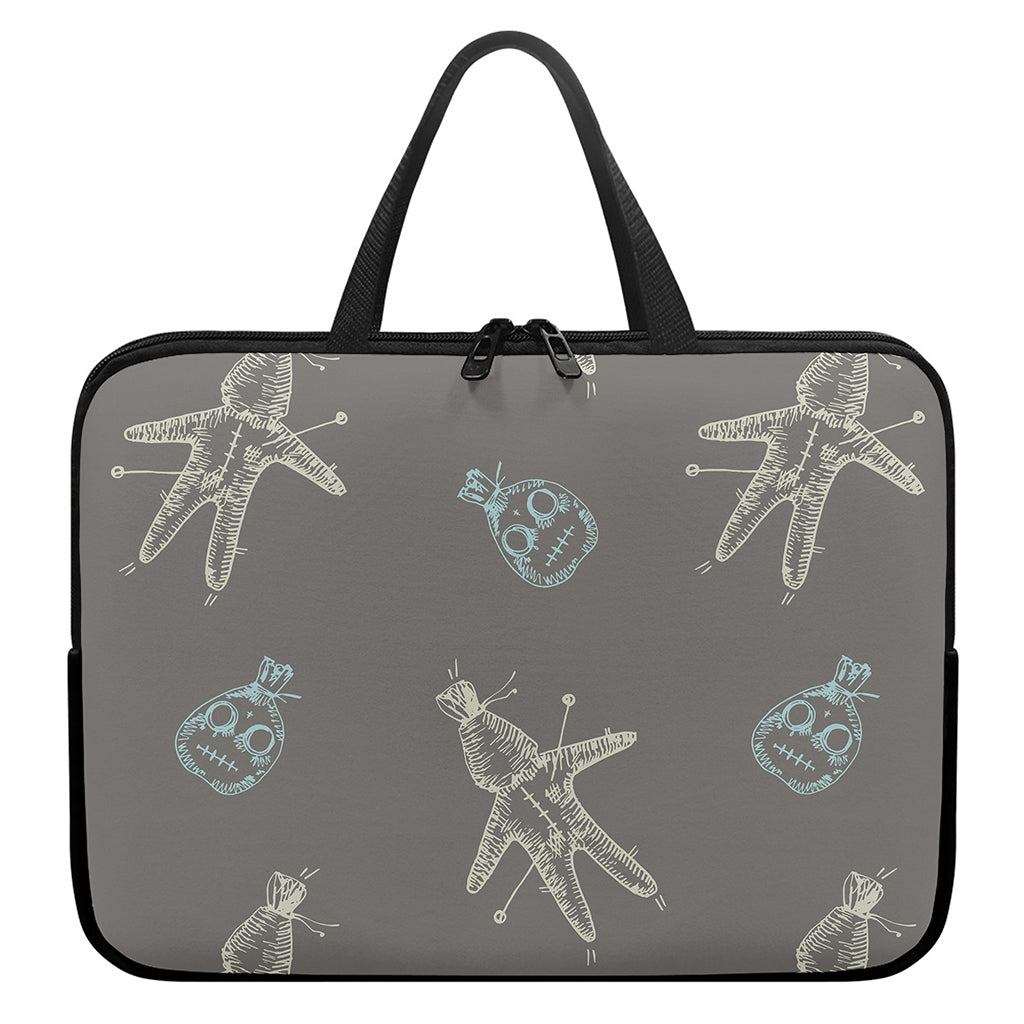 Cartoon Voodoo Doll Pattern Print Laptop Sleeve With Handle