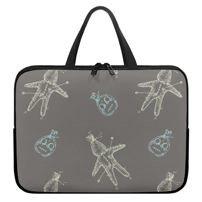Cartoon Voodoo Doll Pattern Print Laptop Sleeve With Handle