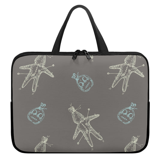 Cartoon Voodoo Doll Pattern Print Laptop Sleeve With Handle