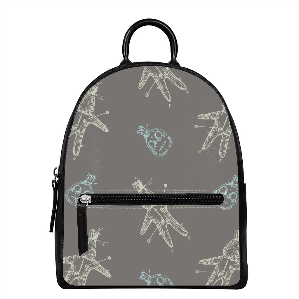 Cartoon Voodoo Doll Pattern Print Leather Backpack