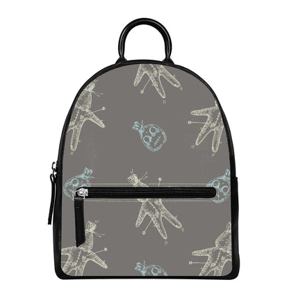 Cartoon Voodoo Doll Pattern Print Leather Backpack